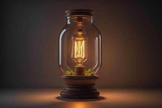 AI generated Lantern with glowing light on dark background. ai generative photo