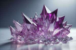 AI generated Brilliant purple crystal on a reflective surface. Macro shot. ai generated photo