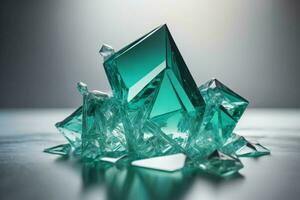 AI generated Broken ice cubes on a table. Shallow depth of field. ai generated photo