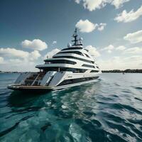 AI generated Luxury yacht in the sea. Luxury yacht in the ocean. generative ai photo