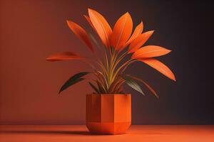 AI generated Flowers in a pot on a solid color background. ai generative photo