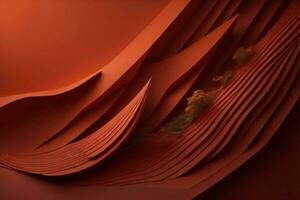 AI generated Curved Shapes with Clouds in Red. generative ai photo