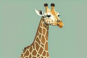 AI generated Giraffe isolated on green background. Cartoon style. Vector illustration. ai generative photo