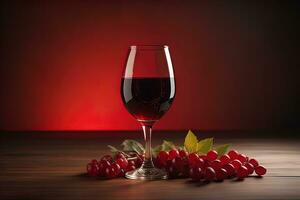 AI generated Glass of red wine on black background. ai generative photo