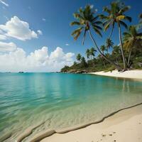 ai generado tropical playa con Coco palma arboles a seychelles generativo ai foto