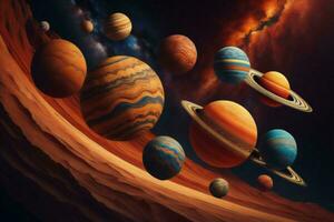 AI generated Planets of the solar system. Solar system. Cosmos art. ai generated photo