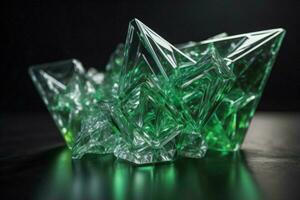 AI generated Green crystal on a black background. ai generated photo