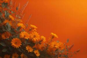 AI generated Beautiful orange flowers on orange background. ai generated photo