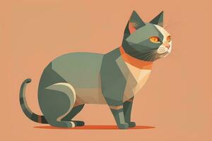 AI generated Cute cat sitting on the floor. Vector illustration in retro style. ai generative photo