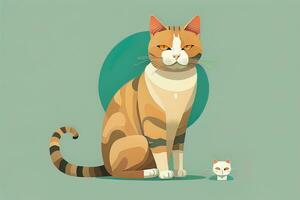 AI generated Cute cat sitting on the floor. Vector illustration in retro style. ai generative photo