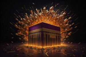 AI generated Illustration of islamic holy Kaaba. generative ai photo