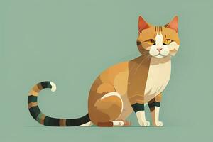 AI generated Cute cat sitting on the floor. Vector illustration in retro style. ai generative photo