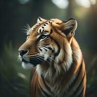 AI generated Close up of a tiger in the forest. Panthera tigris altaica. generative ai photo