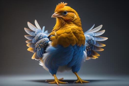 AI generated Colorful chicken on a solid color background, studio photo. ai generative photo