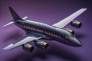 AI generated Passenger plane on a purple background. generative ai photo