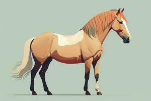 ai generado marrón y blanco caballo de pie. vector ilustración. ai generativo foto