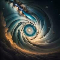 ai generado resumen antecedentes de el estrellado cielo con un espiral en el centro. generativo ai foto