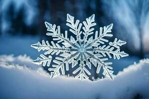 AI generated a snowflake is shown in the snow photo