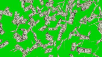 Money, dollar notes overlay animation on green screen background video