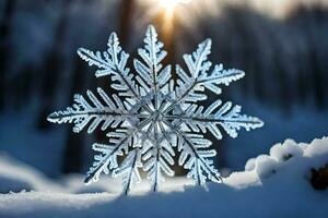 AI generated a snowflake is shown in the sun photo