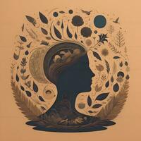 AI generated Beautiful woman with floral hairstyle. Vector illustration. Vintage style. generative ai photo