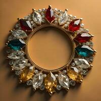 AI generated jewelry ring in the form of a crown with precious stones. generative ai photo