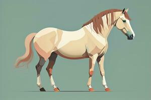 ai generado marrón y blanco caballo de pie. vector ilustración. ai generativo foto