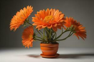 ai generado flores en un maceta en un sólido color antecedentes. ai generativo foto