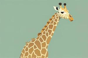 AI generated Giraffe isolated on green background. Cartoon style. Vector illustration. ai generative photo