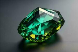 AI generated Green sapphire on a dark background, close-up. generative ai photo