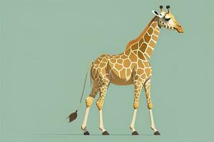 AI generated Giraffe isolated on green background. Cartoon style. Vector illustration. ai generative photo