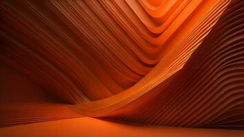 AI generated abstract background with curved lines in orange color. generative ai photo