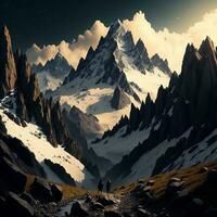 AI generated Beautiful mountain landscape. generative ai photo