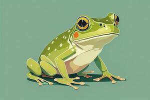 AI generated Frog on a green background. Vector illustration of a frog. ai generative photo