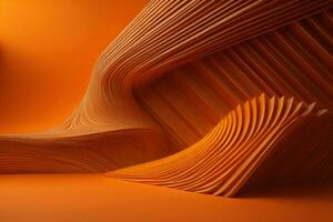 AI generated an abstract background with a curved pattern in orange. generative ai photo