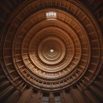 AI generated a spiral staircase in a church, perspective view. generative ai photo