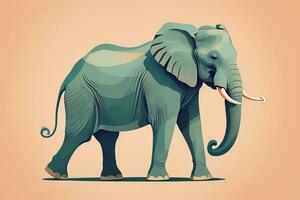 AI generated Vector illustration of an elephant. Isolated on a solid color background. ai generative photo