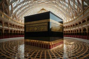 AI generated Illustration of islamic holy Kaaba. generative ai photo