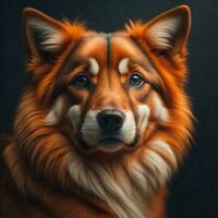 AI generated Portrait of a beautiful red alaskan malamute dog. generative ai photo