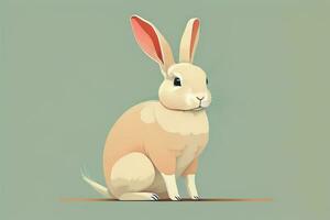 AI generated Vector illustration of a cute white rabbit sitting on a gray background. ai generative photo