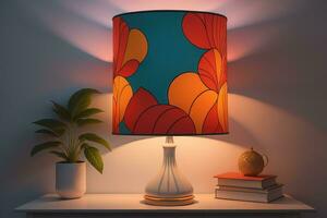 AI generated decorative table lamp on solid color background. ai generative photo