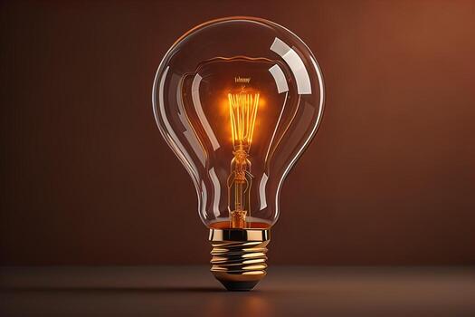 AI generated Glowing glass light bulb on dark background. ai generative photo