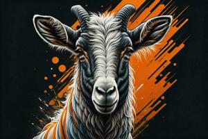 AI generated Head of a goat with abstract grunge background. Vector illustration. ai generated photo