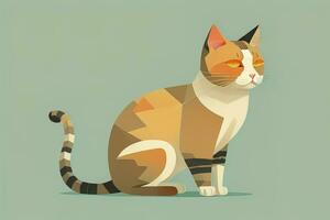 ai generado linda gato sentado en el piso. vector ilustración en retro estilo. ai generativo foto