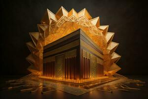 AI generated Illustration of islamic holy Kaaba. generative ai photo