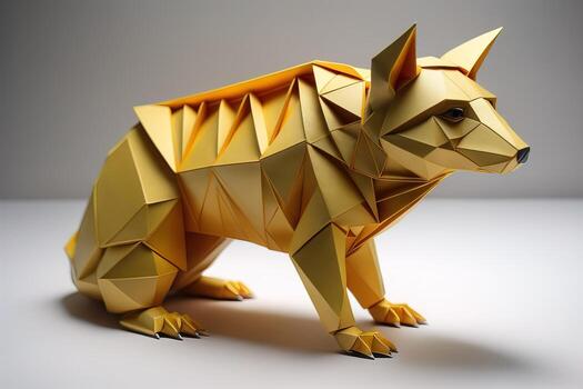 AI generated Paper origami animal isolated on solid color background. ai generative photo