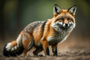 ai generado rojo zorro, vulpes vulpes en el bosque. generativo ai foto