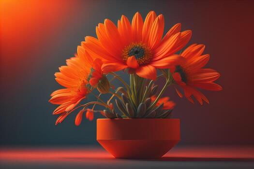 ai generado flores en un maceta en un sólido color antecedentes. ai generativo foto