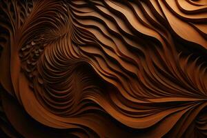 AI generated abstract wavy background in brown colors. generative ai photo