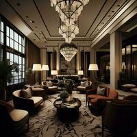 AI generated Luxury hotel lobby interior design. generative ai photo